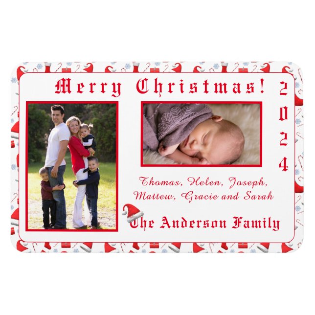 Santa Cap Patterned Christmas Magnet (Horizontal)