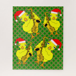 Santa Cap Saxophone Chick Jigsaw Puzzle