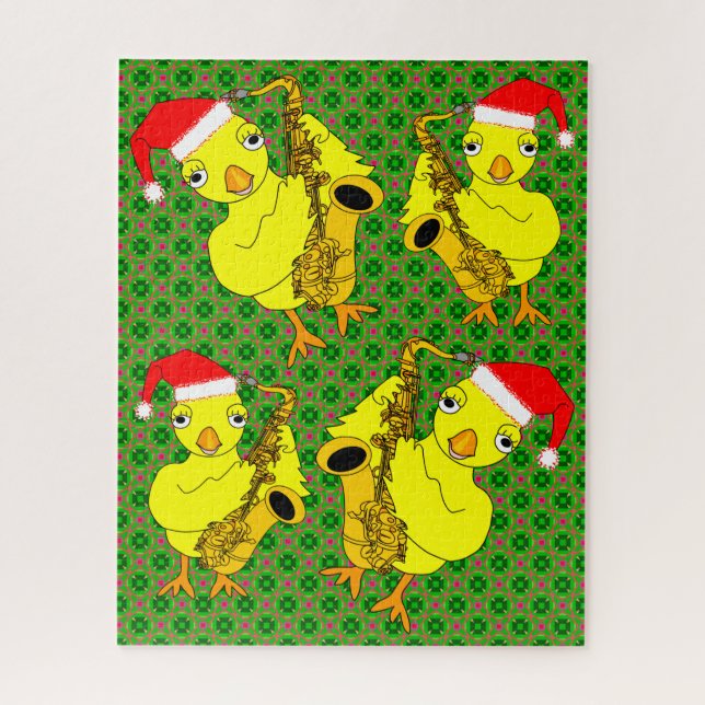 Santa Cap Saxophone Chick Jigsaw Puzzle (Vertical)