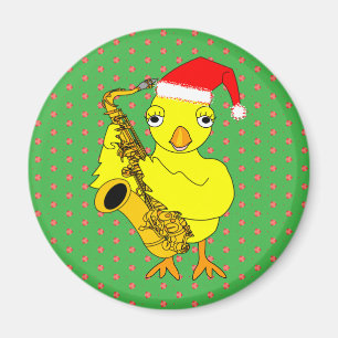 Santa Cap Saxophone Chick Magnet