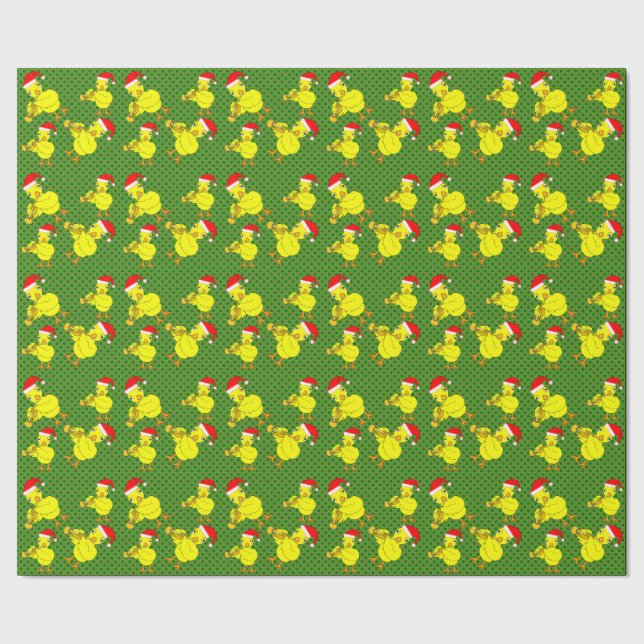 Santa Cap Trumpet Chick Wrapping Paper (Seam)
