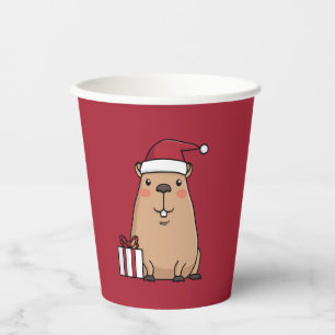 Santa Capybara Holiday Fun Paper Cups