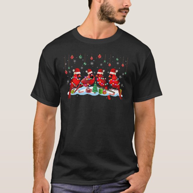 Santa Cardinal Squad Christmas Lights Santa Cardin T-Shirt (Front)