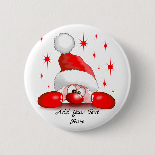 Santa Cartoon Cute Peeking Character © BluedarkArt 6 Cm Round Badge