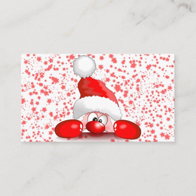 Santa Cartoon Cute Peeking Character © BluedarkArt Business Card (Front)