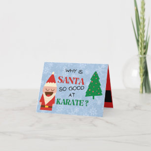 Santa Cartoon funny kids Christmas joke red blue Holiday Card