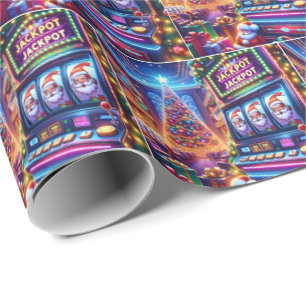 Santa Casino Slot Machine Christmas Wrapping Paper