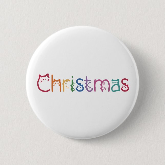 Santa Cat #3 6 Cm Round Badge (Front)