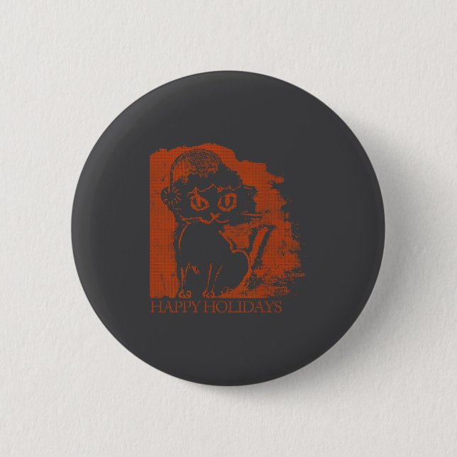 Santa Cat  6 Cm Round Badge (Front)