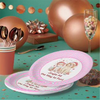 Santa Cat and Dog Friends Paper Plate