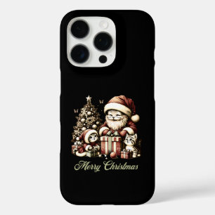 Santa Cat and his little helpers in Vintage style iPhone 16 Pro Case