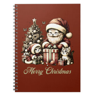 Santa Cat and his little helpers in Vintage style Notebook