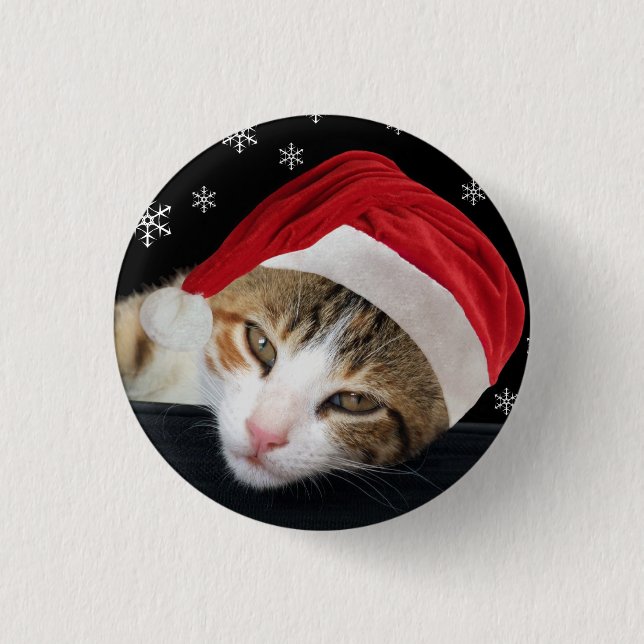 Santa Cat Button / Badge (Front)