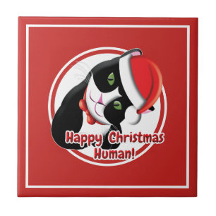 Santa Cat Ceramic Tile