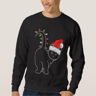 Santa Cat Christmas Colour Led Light Funny Xmas Ca Sweatshirt