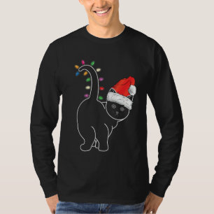 Santa Cat Christmas Colour Led Light Funny Xmas Ca T-Shirt