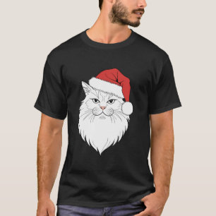 Santa Cat Christmas Cute White Santa Claus Cat T-Shirt