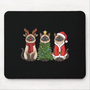 Santa Cat Christmas Siamese Cat Mom Cat Lover Xmas Mouse Pad
