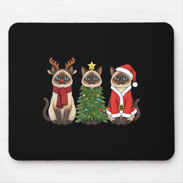 Santa Cat Christmas Siamese Cat Mom Cat Lover Xmas Mouse Pad (Front)