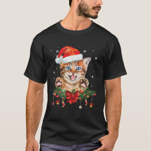 Santa Cat Holiday Christmas Graphic Cat Lovers Gif T-Shirt