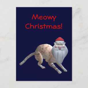 Santa Cat Holiday Postcard