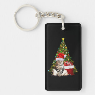 Santa Cat Key Ring
