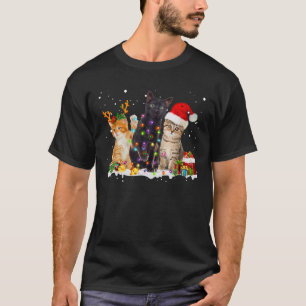 Santa Cat Light Gorgeous Reindeer Pajama Christmas T-Shirt