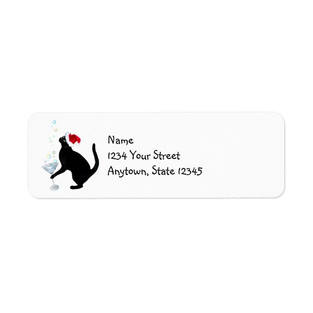 Santa Cat Martini Return Address Labels (Front)