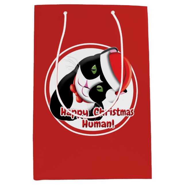 Santa Cat Medium Gift Bag (Front)