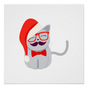 Santa Cat Poster