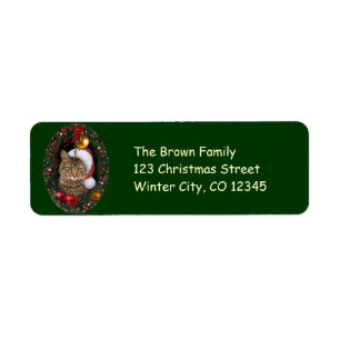 Santa Cat Return Address Label