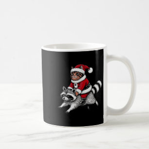 Santa Cat Riding A Raccoon Christmas Men Women Kid Coffee Mug