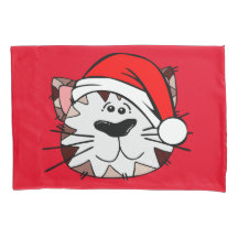 Santa Cat Single Pillowcase, Standard Size