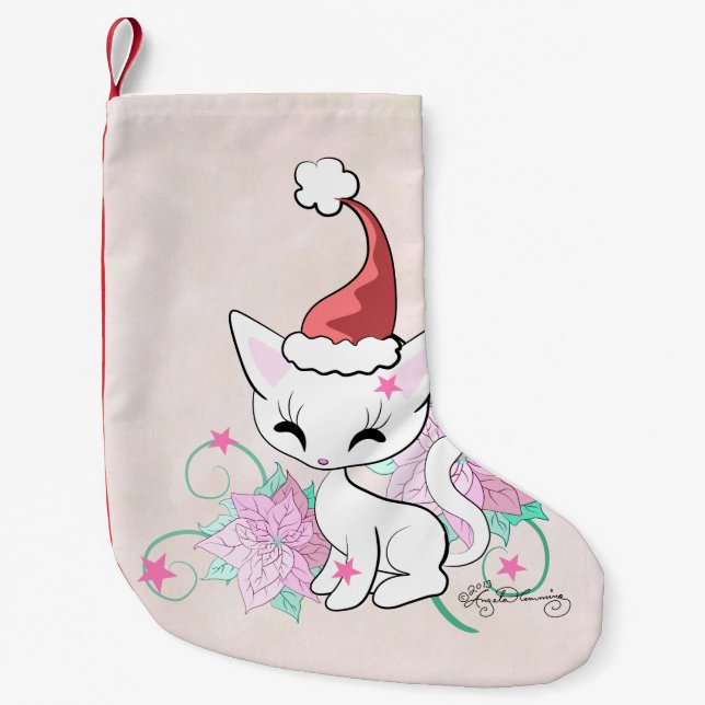 Santa Cat Small Christmas Stocking (Front)