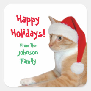Santa Cat Square Sticker