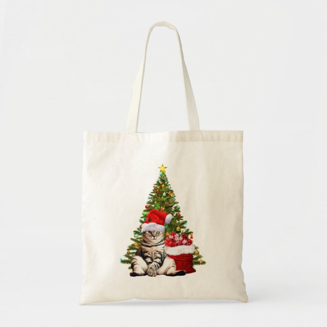 Santa Cat Tote Bag (Front)