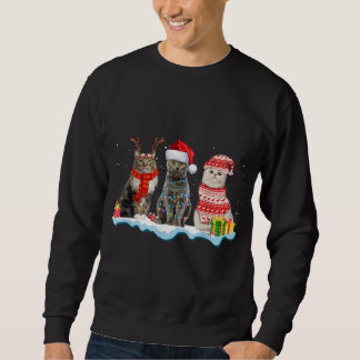 Santa Cat Ugly Christmas Light For Cat Mum Cat Dad Sweatshirt