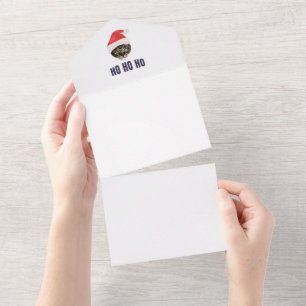 Santa Cat with Santa hat, Ho Ho ho Invitation Squa