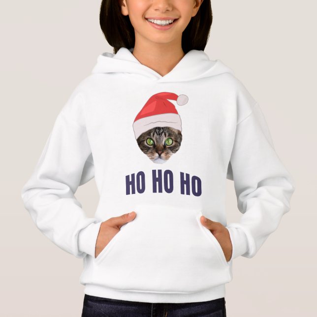 Santa Cat with Santa hat, Ho Ho ho Invitation Squa (Front)