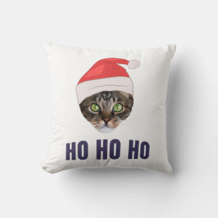 Santa Cat with Santa hat, Ho Ho ho Invitation Squa Cushion