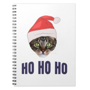 Santa Cat with Santa hat, Ho Ho ho Invitation Squa Notebook