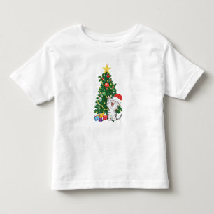 Santa Cat with Tree Toddler Christmas Shirt – Cute