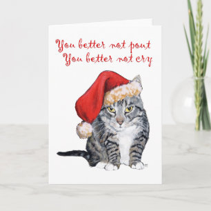 Santa Cat - You better not pout! Holiday Card