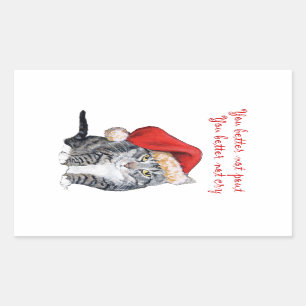 Santa Cat - You better not pout! Rectangular Sticker