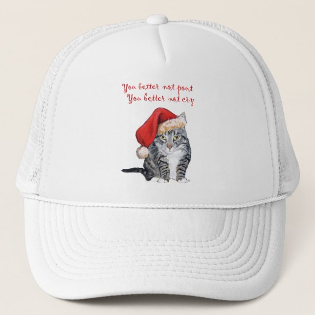 Santa Cat - You better not pout! Trucker Hat (Front)