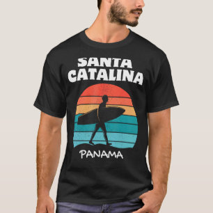 SANTA CATALINA PANAMA Surf Retro Sunset Surfing T-Shirt
