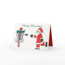 Santa Cause playing disc golf Christmas card