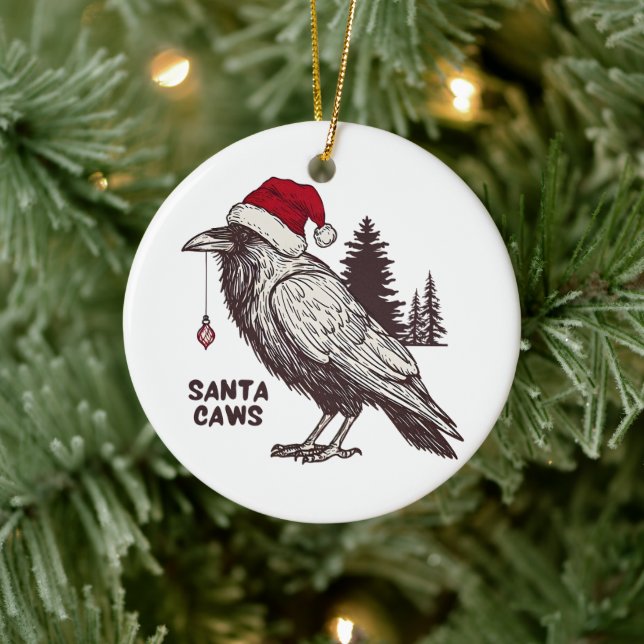 Santa Caws Ceramic Ornament (Tree)