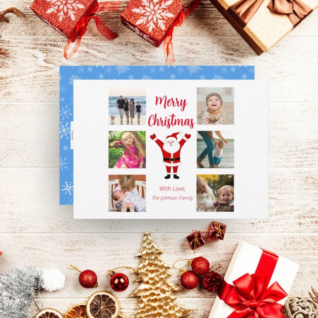 Santa Celebrates 6 Photos Minimalist Holiday Card (Creator Uploaded)