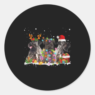 Santa Cesky Terrier Dog Gorgeous Reindeer Christma Classic Round Sticker